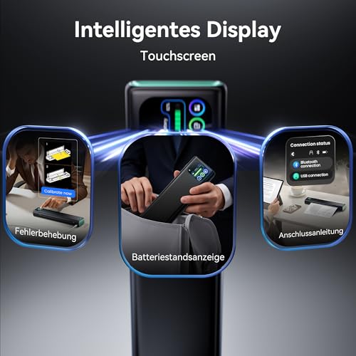 Phomemo M08D Touchscreen Mobiler Drucker, Bluetooth Thermodrucker A4, Rechnungen, Reisedrucker, Mini Tragbarer Drucker Kompatibel mit Phone, Monochromer Nur Thermopapie(M08F Upgrade)