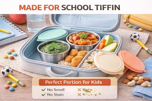 Image of 4pcs Salad Dressing Container to Go, 70ML Small Reusable Stainless Steel Sauce Cups with Lids | Portable Lunch Bento Box, Picnic & Travel Sauce Containers (Multicolor)