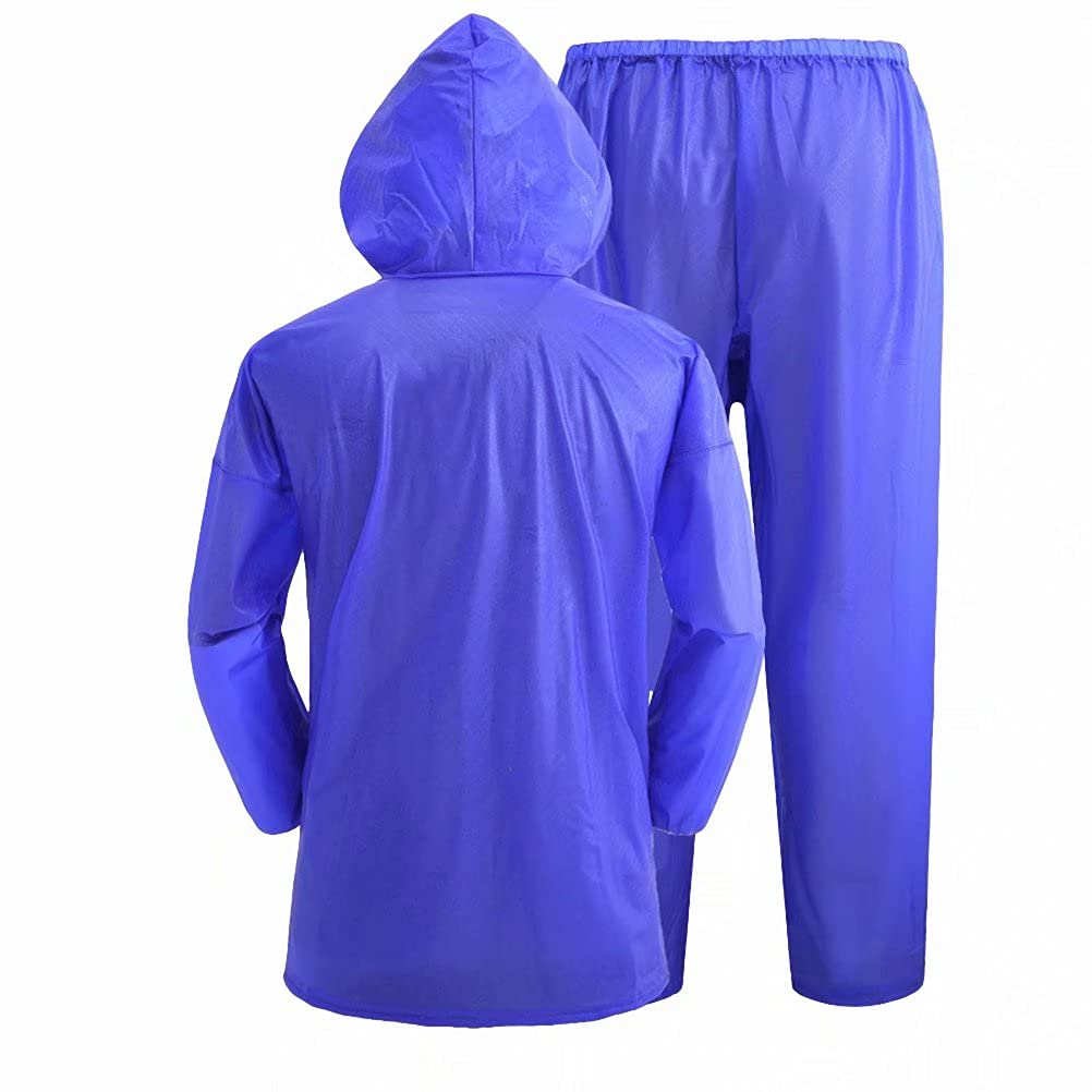 Kerio Rain Suit Mens Raincoat Unisex Outdoor Waterproof Rain Gear Hooded Rainwear Fishing Rain Jacket and Rain Pants, Black