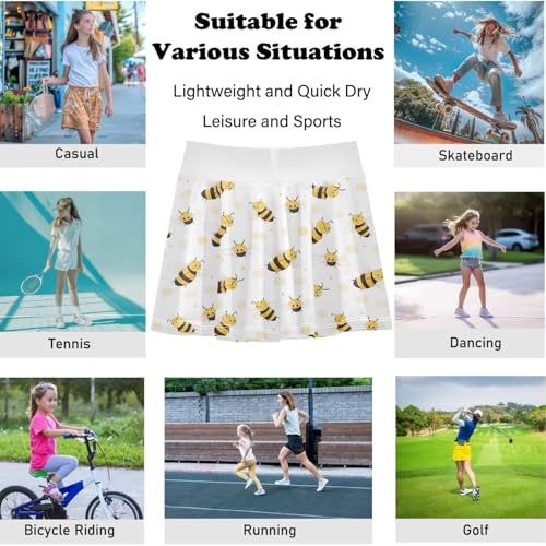 visesunny Girls Flowy Pleated Skirt Bumblebee Fat Pattern Tennis Golf Fashion Short Skorts for Casual Dance Outfit4