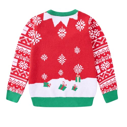 Funnycokid Toddler Ugly Christmas Sweater Girls Xmas Boys Sequin Knit Pullover Tacky Kids Holiday Tops 2-6 Years2