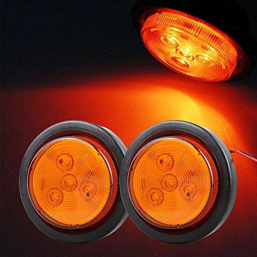 New Sun 4 Pcs 2.5" Led Clearance Marker Lights For Trailer 4 Diodes Round Led Flash Mount Marker Lights 2 Amber And 2 Red #TOP1