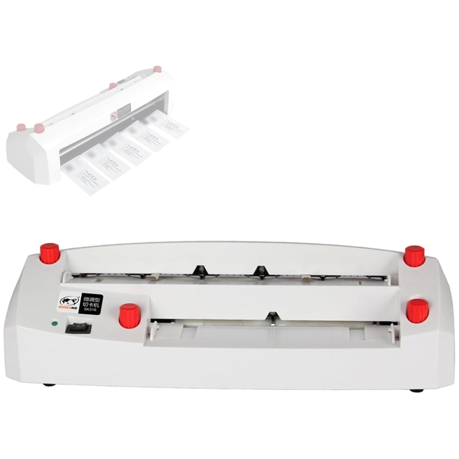 Cortador de tarjetas de visita eléctrico automático, sistema de 9 hojas, placa de posicionamiento ajustable de 1 a 18 mm, para tamaños de papel (195-212) x 297 mm, para tiendas de impresión