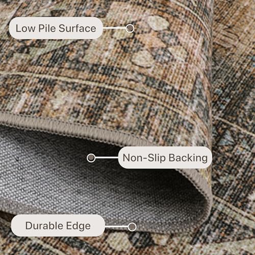 Bavni DT1021-LDLX-8X10 Area Rug 8X10 Machine Washable Vintage Distressed Print Ultra-Thin Chenille Bedroom Living Room Accent Rug thumb #5