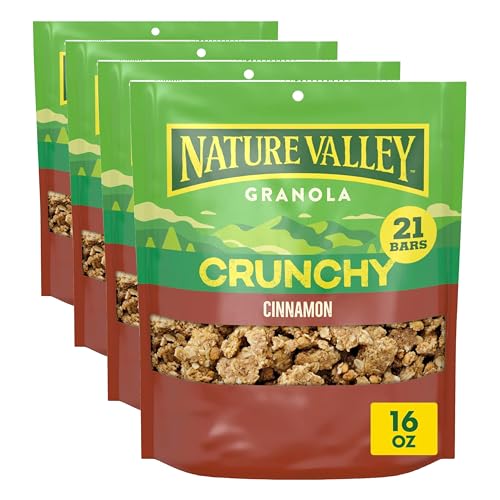 Image of Nature Valley Crunchy Granola, Cinnamon Granola, Resealable Snack Pouch, 16 oz (Pack of 4)
