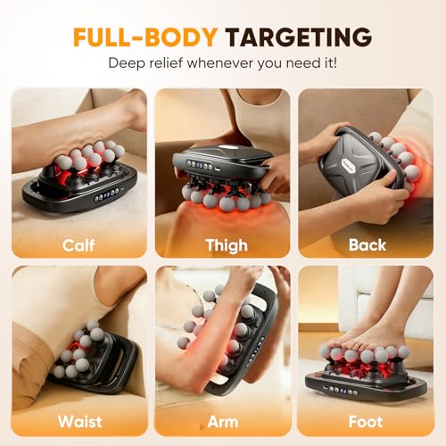 Image of 20-Head Massage Gun, 3 Modes and 30 Speed Levels | 20-head wide coverage, quiet 35 dB operation, Type-C charging, and up to 6 hours of cordless use for full-body relaxation.