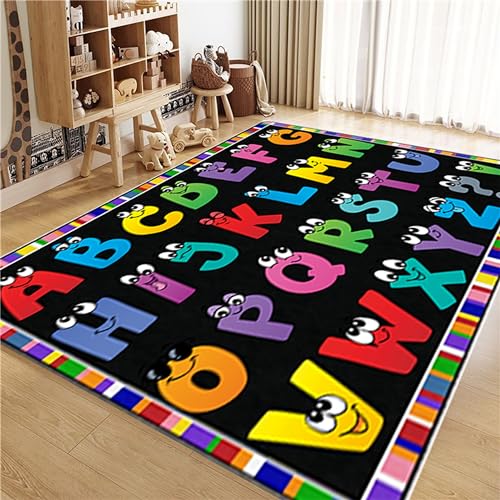 Tapete infantil decorativo con letras educativas 6x8ft