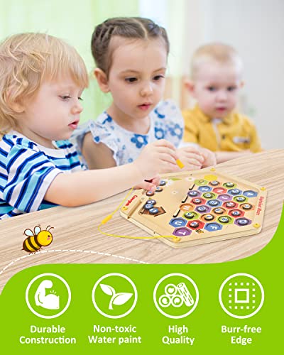 Coogam Magnetic Alphabet Maze Board Wooden ABC Letters Matching Puzzle Fine Motor Skills Montessori Educational Learning Toy Game for 3 4 5 Year Old Kids