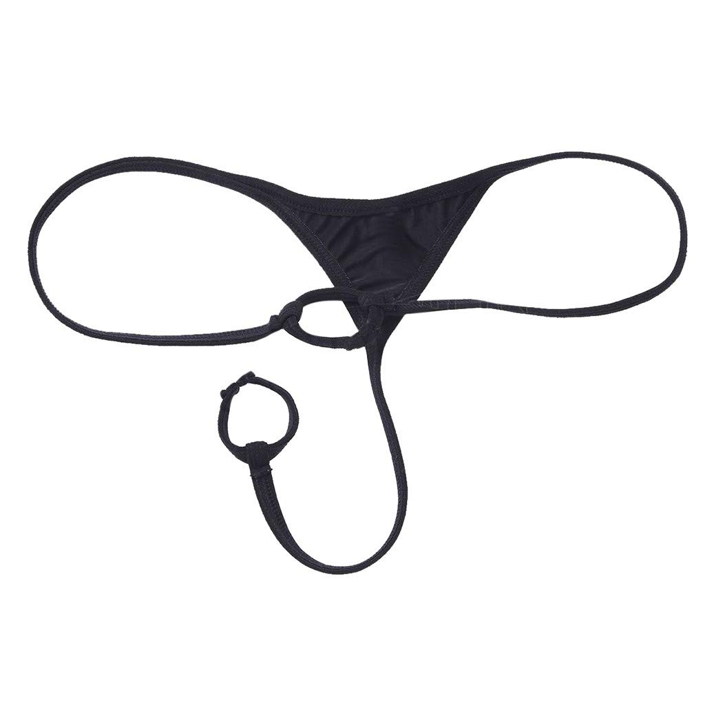 Mens Micro Bikini Briefs Hole GString Thong Underwear Big Pouch Low
