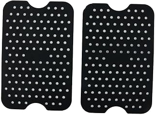 Reusable Air Fryer Mat 2-Pack Non-Stick Silicone Liner | Non-stick for surface, reusable silicone, easy wipe clean, replaces parchment paper, saves money long-term(Black)