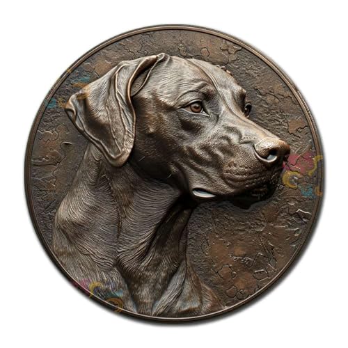 Soulpons Letrero decorativo de estaño 2D plano vintage para pared, cartel redondo de Rhodesian Ridgeback para interiores temáticos africanos, entusiastas del aire libre y colección de amantes de los