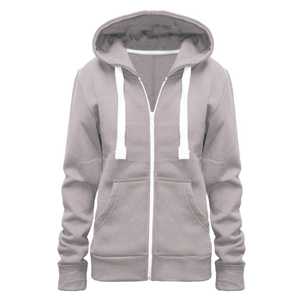 felpa da donna con cappuccio e cerniera, tinta unita Silver 44 / L
