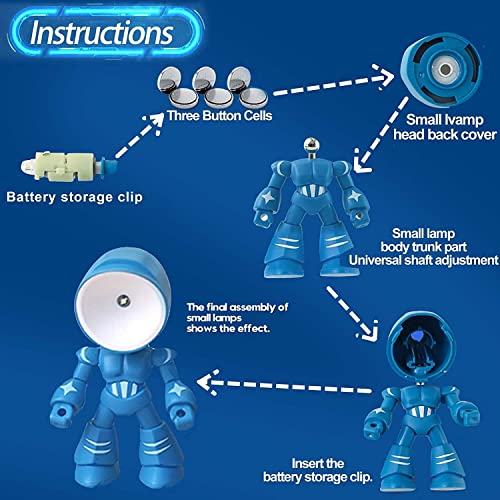 3Pcs Night Light For Kids Mini Robot Led Night Light Hero Desk Lamp 6 Year Old Boy Gifts Easter Birthday Gifts For Boy Girls Bedroom Home Decorations, Random Colors #TOP2