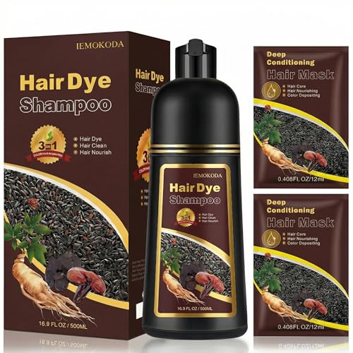 Dark Brown Hair Dye Shampoo for Gray Hair, 3-in-1 Color Shampoo Hair Dye for Women & Men, 100% Gray Hair Coverage, Instant Hair Coloring Shampoo in Minutes, Shampoo Tinte Para El Cabello, Easy to Use