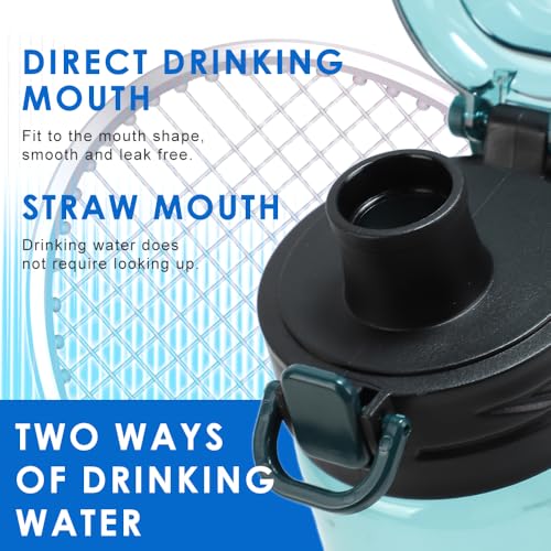 MHwan Trinkflasche Sport mit Strohhalm, 600ml Robuste und Bruchsichere, Schöne Auslaufsicher Wasserflasche mit Zeitmarkierung, BPA-Frei, Geeignet für Erwachsene und Kinder, Sport, Fitness, Reisen