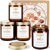 28oz Wood Wick Candles That Crackle: 4 Pack Scented Candles for Home Scented, Aromatherapy Candle Set with Crackling Wooden Wick Up to 200H Burning Candle Gift Set for Birthday, Valentine's Day Gifts