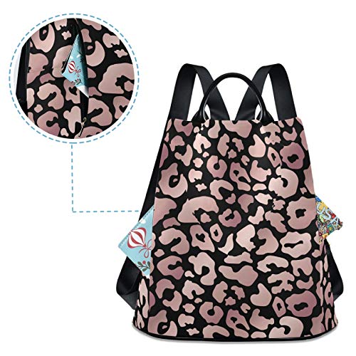 Image of ALAZA Rose Gold Leopard Print Pink Cheetah Animal Backpack Purse for Women Anti Theft Fashion Back Pack Shoulder Bag