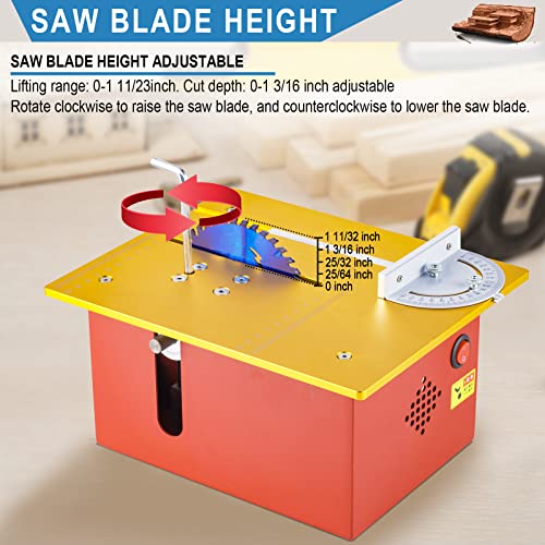 Mini Precision Table Saw 360W, T60 Hobby Table Saws For Small Woodworking Crafts, 1.18 Inch Adjustable Cut Depth, W/Push Table, For Wood Plastic Aluminum Plate Cutting #TOP3