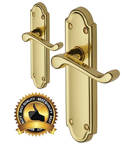 Modern Lever Latch Door Handle - Ashworth Style Electro Plated Gold for Interior and Bathroom Doors - Internal Brass Plated Handles