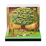 3Dタイムピースカレンダー2026、3Dティアアウェイアートメモパッドメモ帳デスクカレンダーライト付き、楽しいDIYペーパーカービングアート3Dデスクカレンダーメモ帳クリスマスや新年のギフト