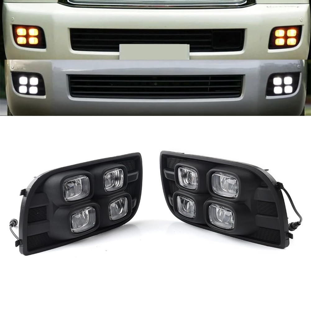 SIKUAI Luz LED de circulación diurna, luz antiniebla delantera, señal de giro, ABS, color negro para coche para Sequoia XK60 SR5 Limited Platinum 2008-2017