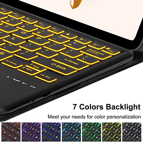 Sengbirch Keyboard Case For Samsung Galaxy Tablet S7 Fe, S8 Plus, S7+ 12.4 Inch, Backlight Keyboard With Trackpad, Smart Case Compatible With S Pen, Black #TOP2