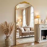 Furnbar Vintage Full Length Mirror,76'x34' Arched Antique Floor Mirror with Carved...