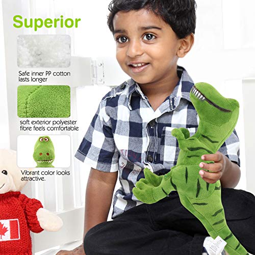 Zooawa Bed Time Stuffed Animal Toys, Cute Soft Plush T-Rex Tyrannosaurus Dinosaur Figure - Green