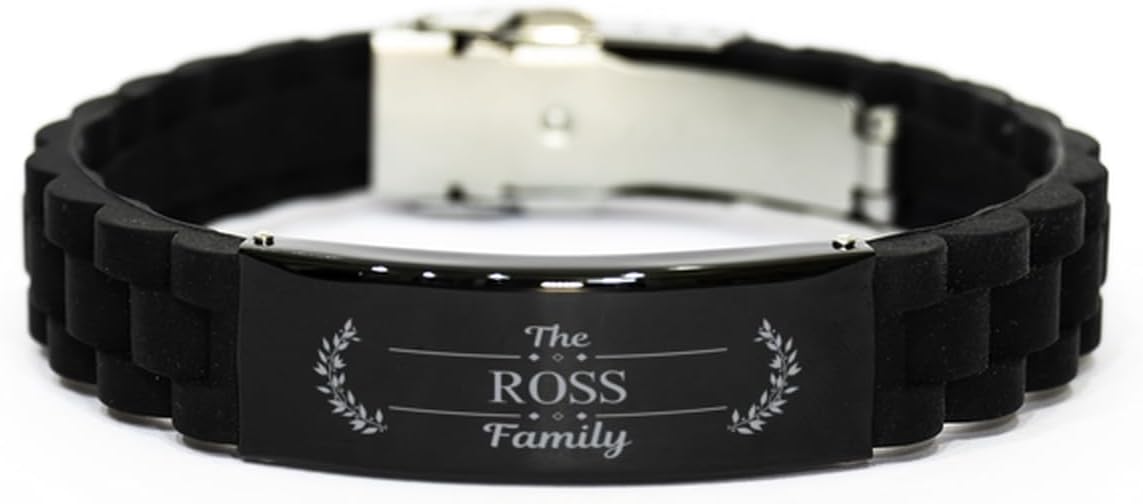 Ross Family Name Sign Bracelet - Custom ID Plate Last Name Bracelet Birthday Christmas Gifts Idea For Friends Men Women, Engraved Adjustable