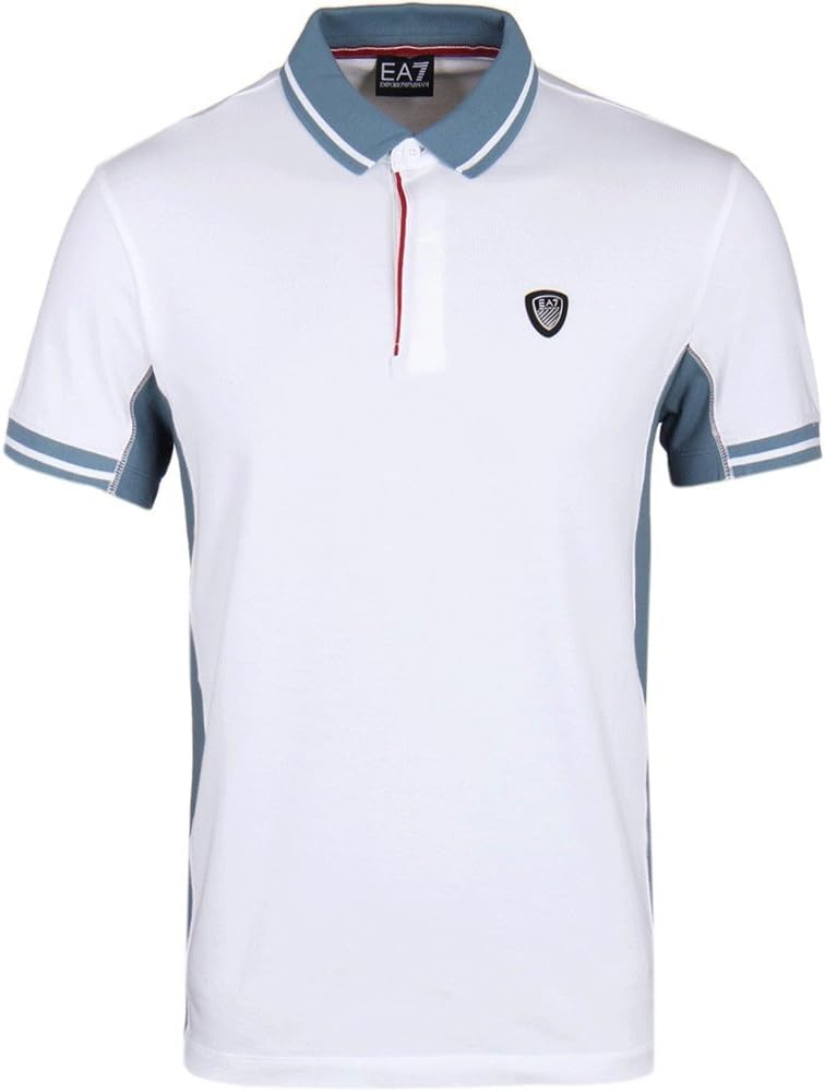Emporio Armani EA7 3YPF71 Stretch White/Blue Polo Shirt