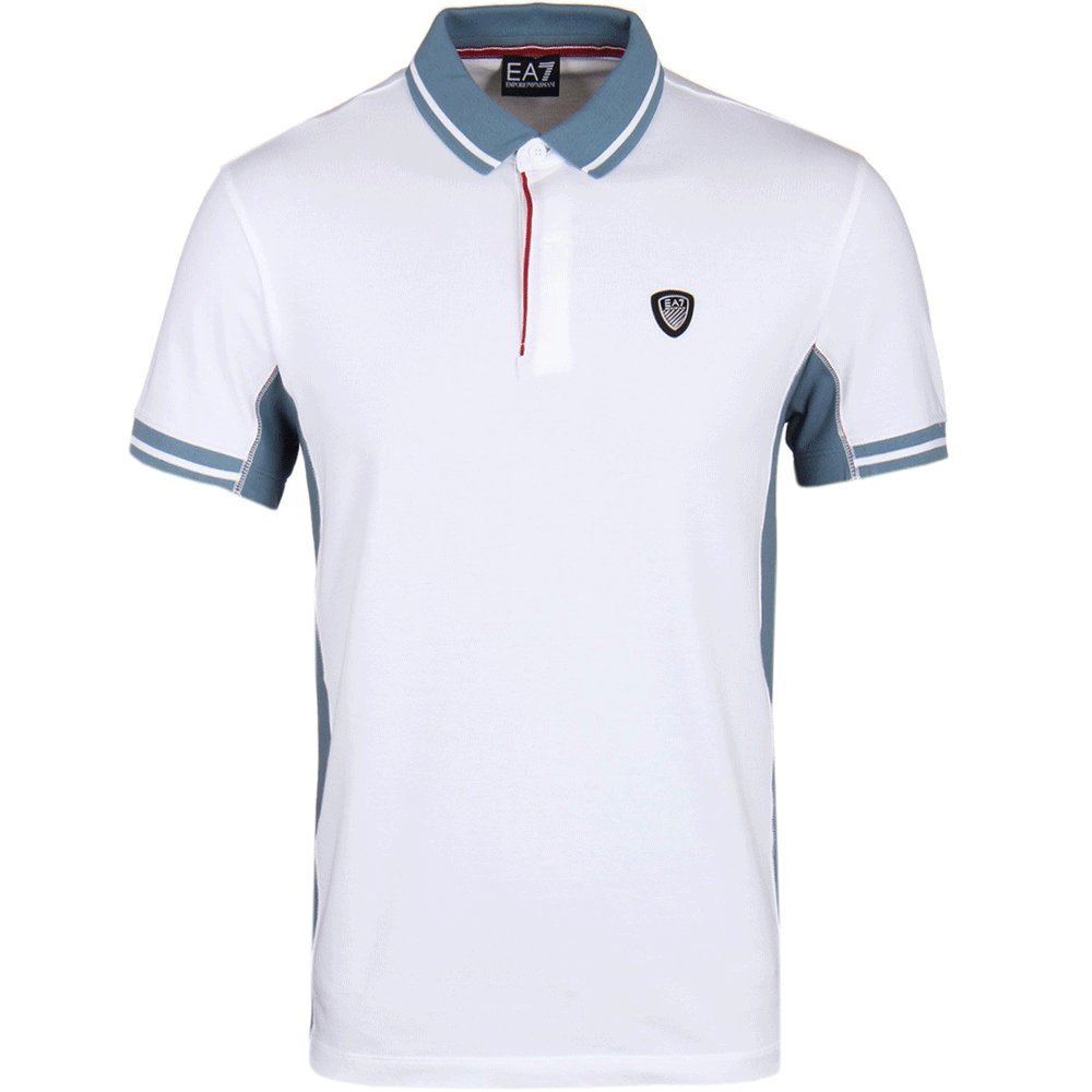 Emporio Armani EA7 3YPF71 Stretch White/Blue Polo Shirt
