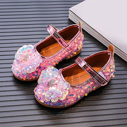sfdgfhyf Little Boys Casual Sneaker Fashion Autumn Girls Casual Shoes Flat Lightweight Sequins Bow (Pink, 3.5-4 Years Toddler)2