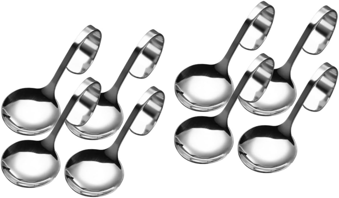 Unomor 8pcs Scoops for Food Salad Serving Spoons Bulk Stainless Steel Party Supply Utensils Western Style Buffet Spoons