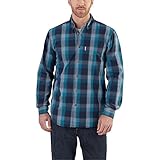 Carhartt Men's 102278 Essential Plaid Button Down Long Sleeve Shirt - Large - Navy