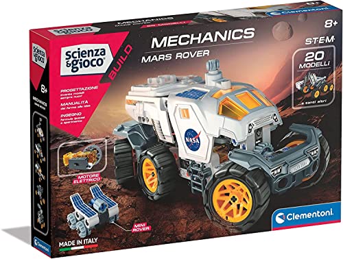 Clementoni - Scienza Build-NASA Rover Marciano, Juego de construcción, Laboratorio mecánico, Juego científico para niños de 8 años, Manual en Italiano, Fabricado en Italia, Multicolor, 19250