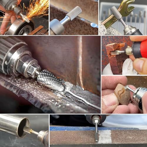 Image of Carbide Burr Set Compatible with Dremel Rotary Tool, 10Pcs Die Grinder Bits Accessories with 1 /8 inch Shank for Metal Grinding Wood Plastic Stone Steel Carving Cutting Engraving