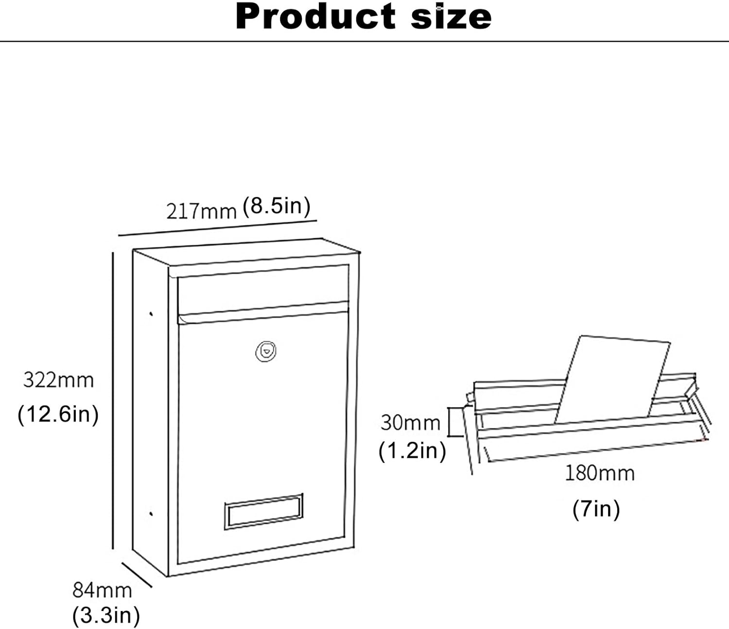 Locked Mailboxes for Outside with Key Wall Mount Easy to Clean Metal Portable Multi-Purpose Box Suitable for Communities Streets Schools Companies Shops(Black)