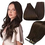 Full Shine Brown Tape in Hair Extensions Real Human Hair 20 Inch Skin Weft Seamless Pu Human Hair Extension 20 Pcs 50Gram Thick End Straight Hair Remy Tape in Hair Extensions Add length for Women
