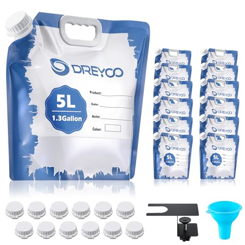Dreyoo 12 Pack Paint Storage Bags with Funnel and Filler Clip 1.3 Gallons Reusable Storage Bags for Leftover Water Based Paint Airtight Clear Pouches Containers for Home DIY Professional Painters