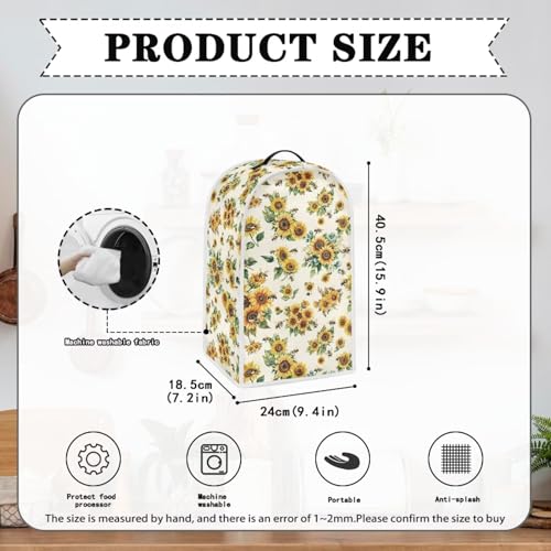 Image of Talayituse Sunflower Bee Print Blender Dust Cover, Fingerprint Protection Cover for Stand Mixer or Coffee Machine, Home Kitchen Appliance Covers for Stain Dust Resistant Supplies