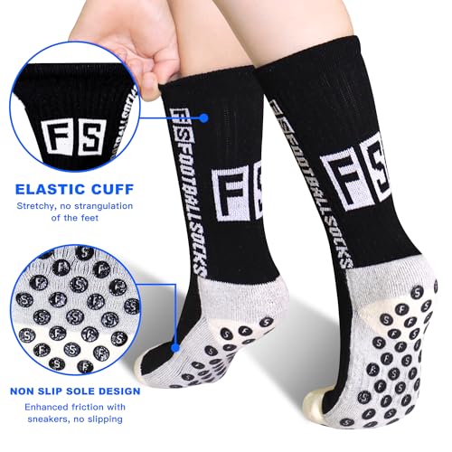 SkiBeaut Kids Grip Socks Soccer, 6 Pairs Sports Athletic Football Young Teen Socks for Youth Boys Girls 4-16 Years2