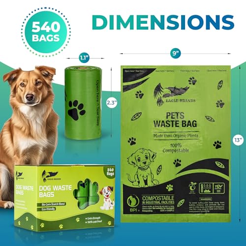 Image of Biodegradable Dog Poop Bags - Eco-Friendly, Heavy Duty, Lavender-Scented, Compostable, Disposal Bags, 540-Count, Perfect for Doggie Poop and Baby Dirty Diaper Disposal