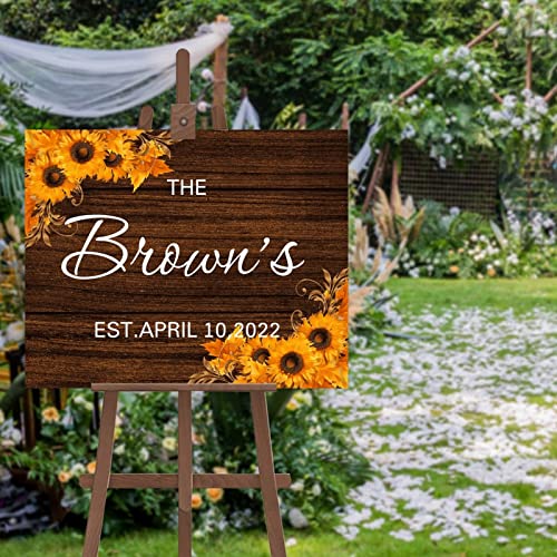 Panneau de mariage personnalisé tournesol 50x76 cm en bois