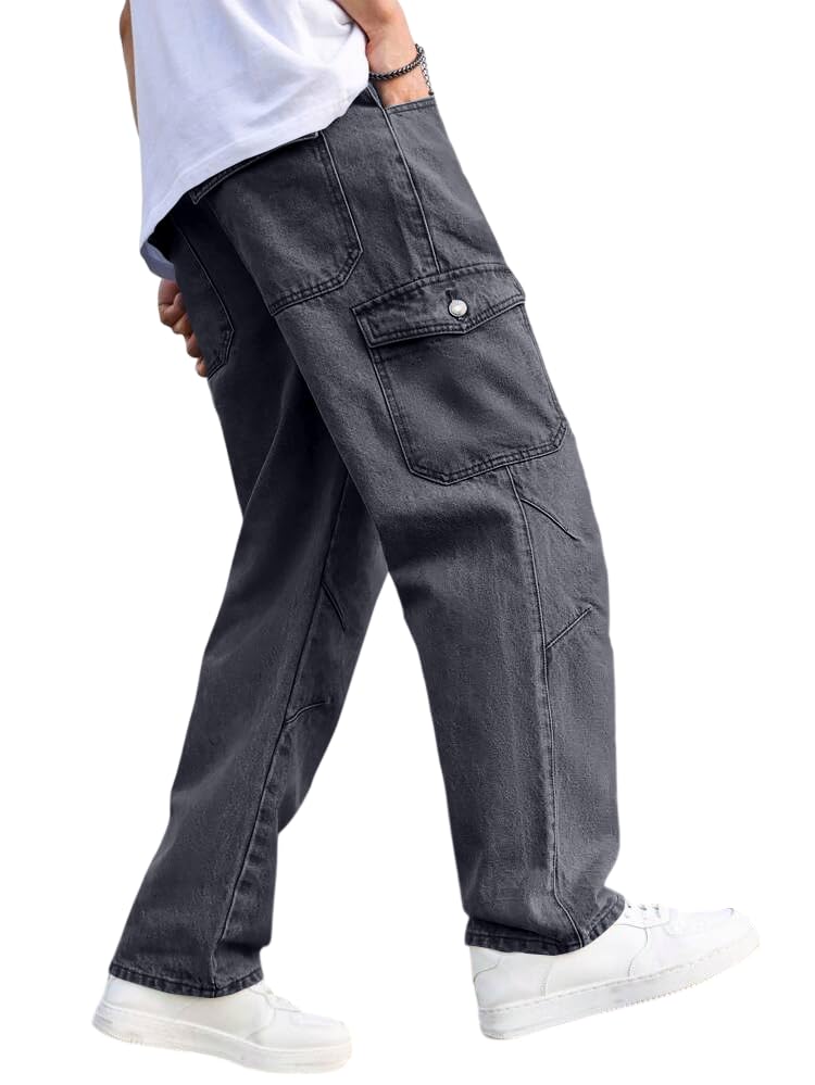Image of TAGAS Men Relaxed FIT Denim Jeans | Cargo Denim Jeans | Multi Pocket Jeans Pant for Men | Men Loose Fit Denim Jeans |