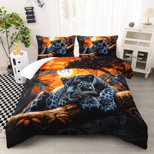 AILONEN ensemble courtepointe panthères noires grand lit 3 pcs