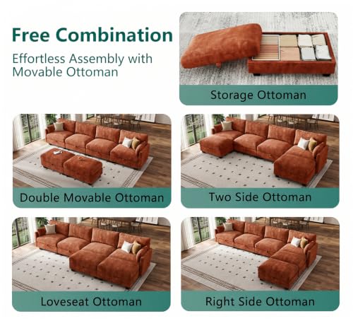 Image of Modular Sectional Sofa, 132 inch U Shaped Couch with Storage