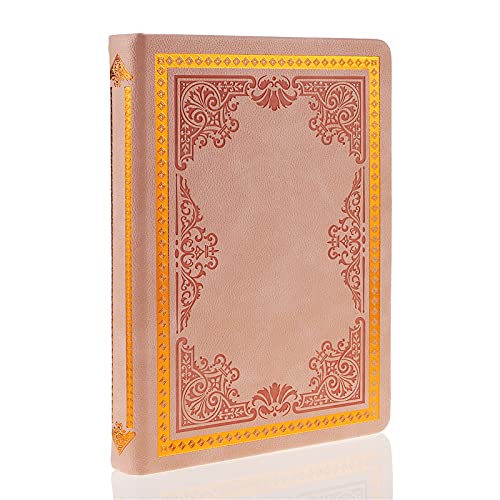 Image of MAZERAN Antique Journal, PU Leather Hard Cover Retro Embossed Travel Diary Writing Notebook, A5 College Lined Personal Planner Gift for Women Girls Wife Daughter