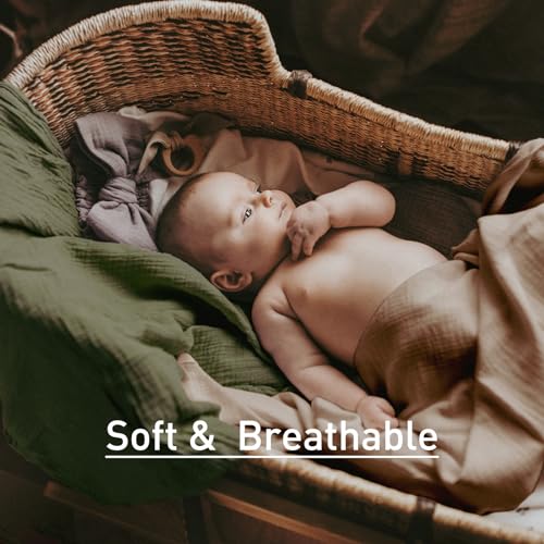 Image of Muslin Receiving Blankets, Neutral Blanket Swaddling for Newborn Boys and Girls, 5 Pack Breathable and Skin-Friendly Swaddle Wrap for Infant Baby (Elegant Colors)