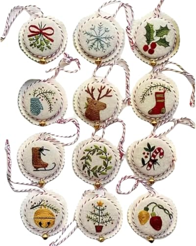 Hand Embroidery Christmas Ornaments Kit,Embroidery Kit Ornaments, Embroidery Kits for