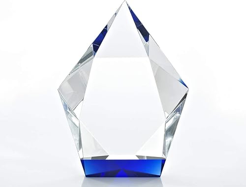 Miniatura 6 de Baudville Trofeo grabado  Cristal  Azul en la base  Premio para empleados  Grabado personalizado  Viene en caja de regalo